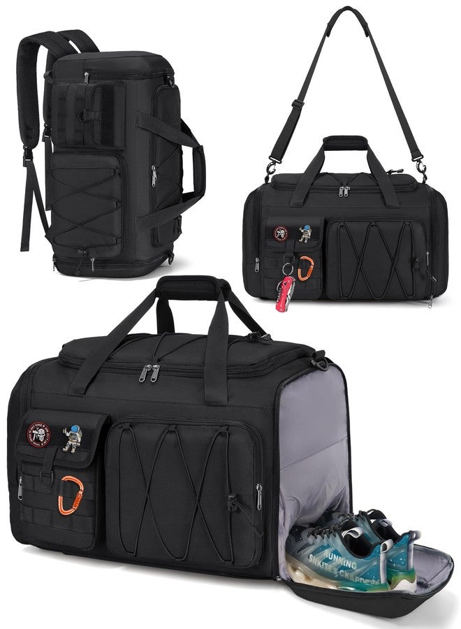 SDYSM Gym Bag for Men 45L Sports Duffel Bags 3-in-1 Travel Duffel Bag with Shoe Compartment, Gym Workout Backpack Carry On Weekender Bag Overnight Bag for Travel, Black - Image 1